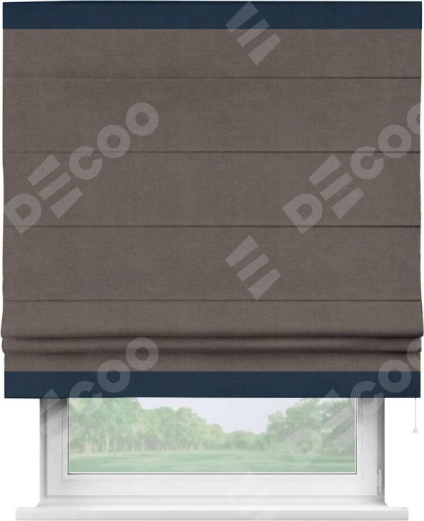 Римская штора «Кортин» с кантом Горизонт, для проема, ткань вельвет коричневый