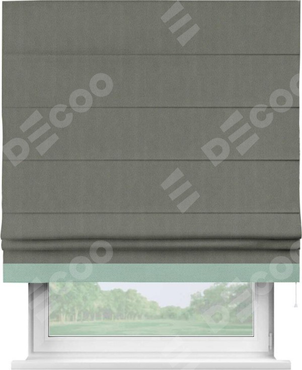 Римская штора «Кортин» с кантом Джестер, для проема, ткань блэкаут однотонный тёмно-серый