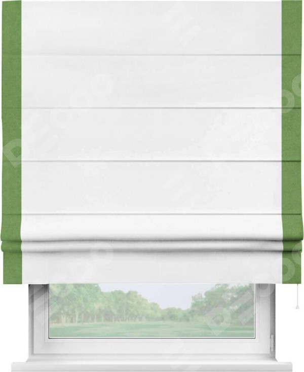 Римская штора «Кортин» с кантом Стрим Дуо, для проема, ткань вельвет белый