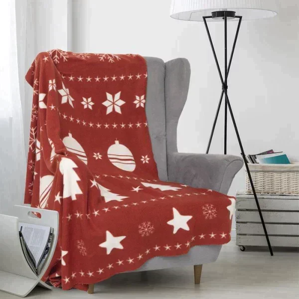 Плед Экономь и Я «Новогодние игрушки» 75х100 см, пл.160 г/м2, 100% п/э