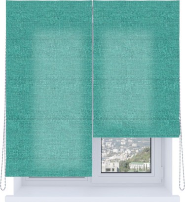 Римская штора «Кортин», система «Комфорт», лён изумрудный