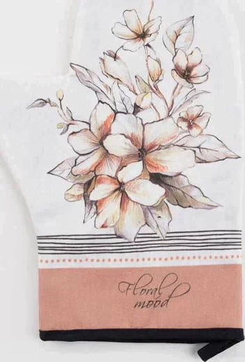 Варежка-прихватка "Floral mood" 20х28см,саржа, 100% х/л, ватин 250г/м2