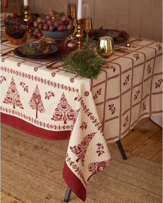 Скатерть "Доляна" Merry Christmas 146х110см, 100%хл, рогожка 164 г/м2