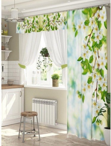 Комплект штор для окон с балконной дверью «Милосердие» штора 147х267 см, тюль 294х160 см