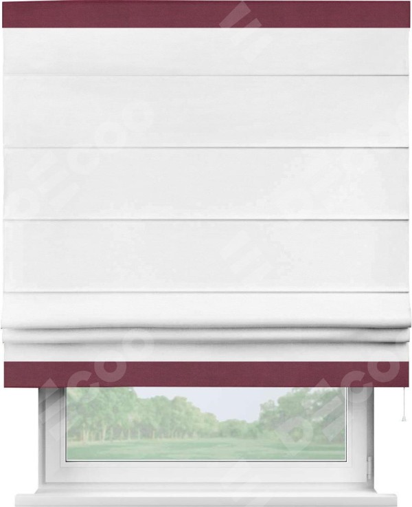 Римская штора «Кортин» с кантом Горизонт, для проема, ткань вельвет дымчато-белый