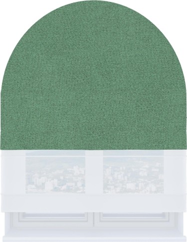 Римская штора «Кортин» день-ночь для арочного проёма, лён блэкаут светло-бирюзовый