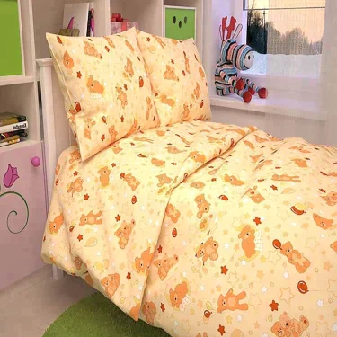 Детское постельное бельё BABY "Мишки", цвет персик 112х147 см, 110х150 см, 60х60 см, бязь 142 гр/м