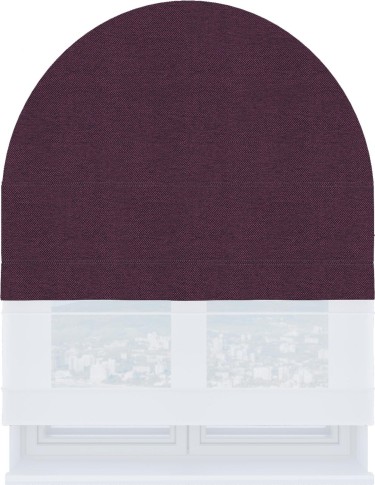 Римская штора «Кортин» день-ночь для арочного проёма, ткань лён димаут фиолетовый