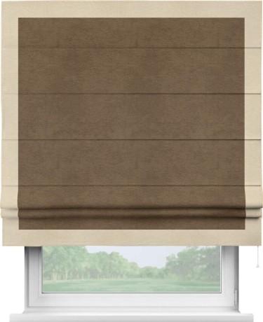 Римская штора «Кортин» с кантом Чесс, для проема, ткань софт однотонный бронзовый