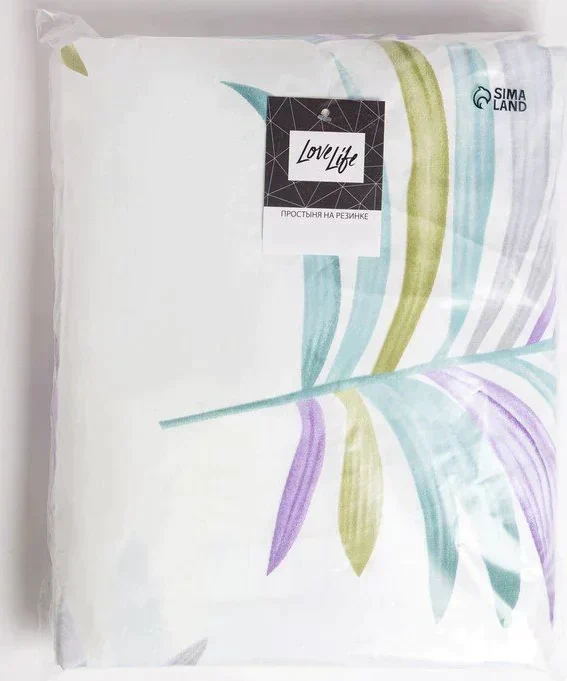 Простыня на резинке LoveLife 160*200*25см, "Tropics", 100% хлопок, сатин, 125г/м²