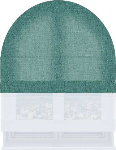 Римская штора «Кортин» день-ночь для арочного проёма, ткань лён кашемир бирюзовый