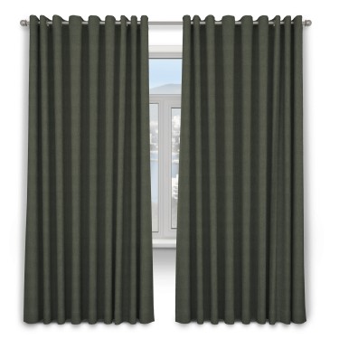 Шторы на люверсах ткань лён димаут, графит