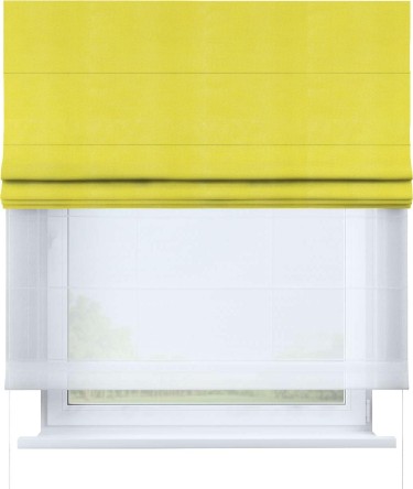 Римская штора «Кортин» день-ночь, ткань вельвет светло-желтый