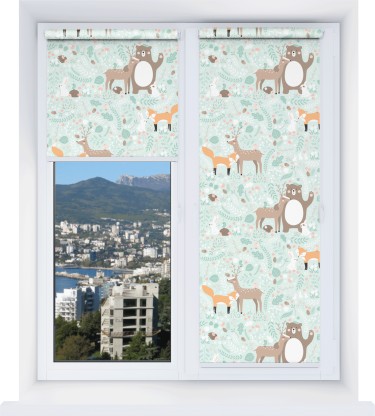 Рулонная штора Мини с принтом Лесные друзья