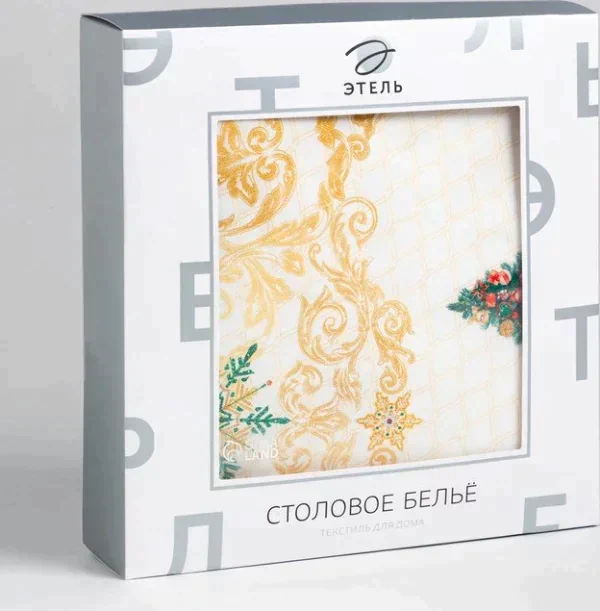 Скатерть  Этель "Golden Christmas" скатерть 150*110 +/-3см с ГМВО, 100%хл, 190г/м2