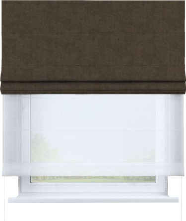 Римская штора «Кортин», канвас коричневый, день-ночь