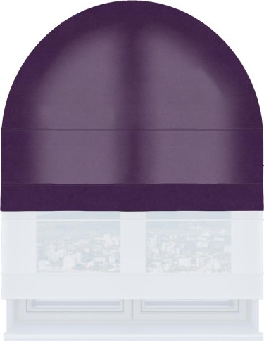 Римская штора «Кортин» день-ночь для арочного проёма, ткань вельвет тёмно-фиолетовый