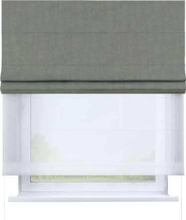 Римская штора «Кортин», канвас сизый, день-ночь