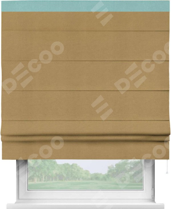 Римская штора «Кортин» с кантом Кинг, для проема, ткань вельвет горчица