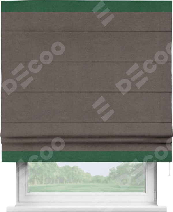 Римская штора «Кортин» с кантом Горизонт, для проема, ткань вельвет коричневый