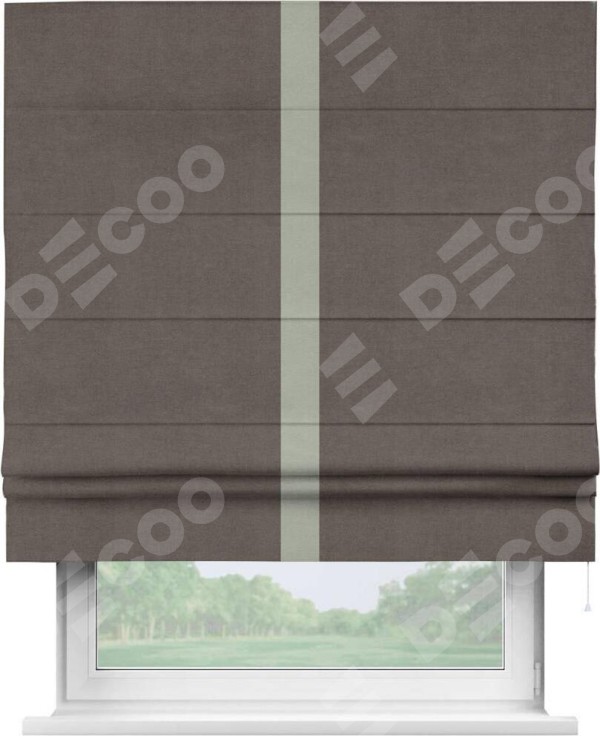 Римская штора «Кортин» с кантом Хайвэй, для проема, ткань вельвет коричневый
