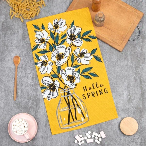 Полотенце "Доляна" Hello spring 35х60 см, 100% хл, вафля 160 г/м2