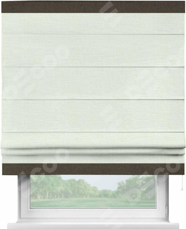 Римская штора «Кортин» с кантом Горизонт, для проема, ткань лён молочный