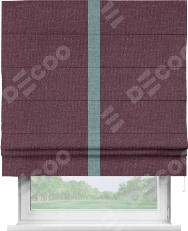 Римская штора «Кортин» с кантом Хайвэй, для проема, ткань лён фиолетовый