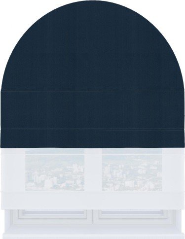 Римская штора «Кортин» день-ночь для арочного проёма, ткань блэкаут однотонный синий