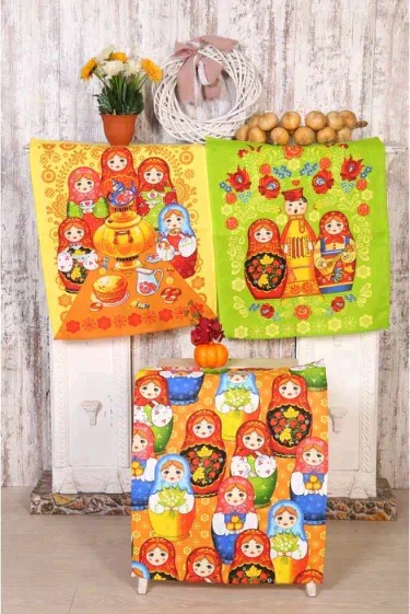Полотенце  45х60 см, Матрешка, вафля, 170 гр/м2, хлопок 100%