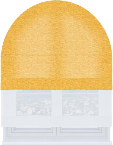 Римская штора «Кортин» день-ночь для арочного проёма, ткань лён жёлтый