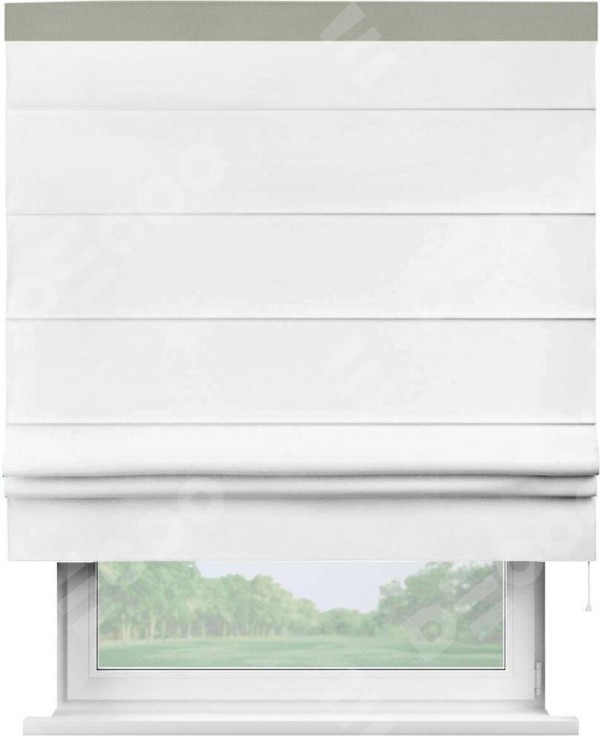 Римская штора «Кортин» с кантом Кинг, для проема, ткань вельвет белый