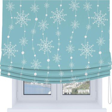 Римская штора Soft с мягкими складками, «Гирлянда из снежинок»