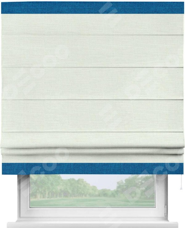 Римская штора «Кортин» с кантом Горизонт, для проема, ткань лён молочный