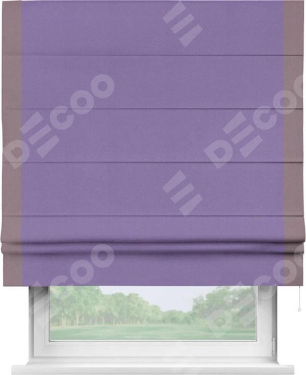 Римская штора «Кортин» с кантом Стрим Дуо, для проема, ткань блэкаут однотонный сиреневый