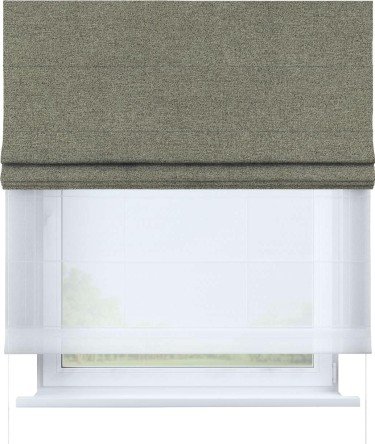 Римская штора «Кортин» день-ночь, ткань лён блэкаут, шампань