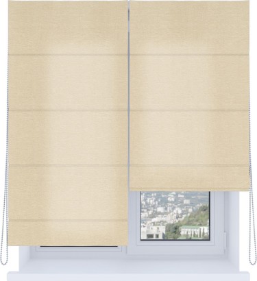 Римская штора «Кортин», система «Комфорт», софт однотонный бежевый лайт