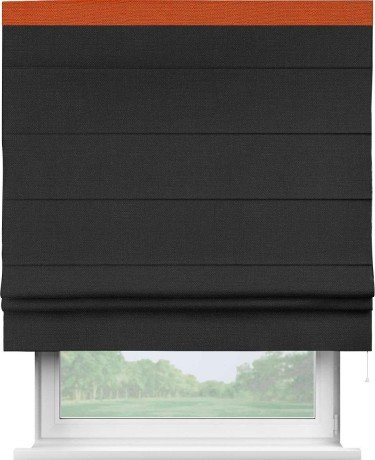 Римская штора «Кортин» с кантом Кинг, для проема, ткань лён черный