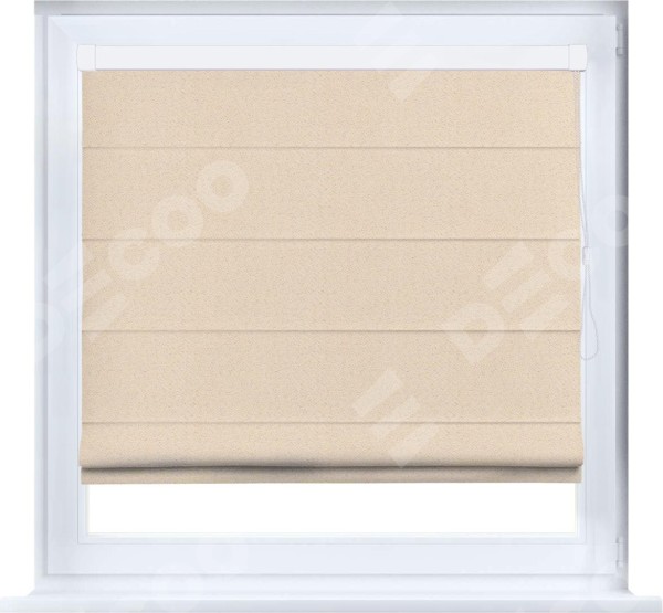 Римская штора «Кортин» кассетная, ткань блэкаут с блеском бежевый