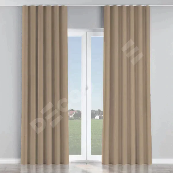 Комплект штор на тесьме «Волна», лён димаут светло-бежевый