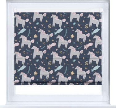 Римская штора «Кортин» кассетная «Милые единороги»