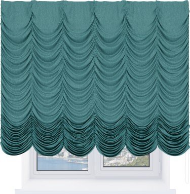 Французская штора «Кортин», лён кашемир бирюзовый