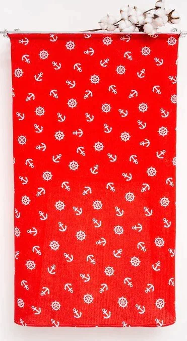 Полотенце банное Якоря 80х150 см, красный, хл