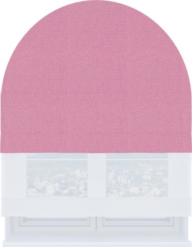 Римская штора «Кортин» день-ночь для арочного проёма, ткань лён димаут розовый