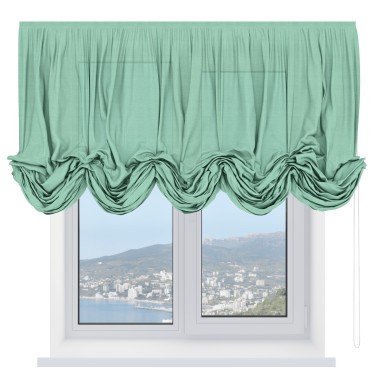 Австрийская штора «Кортин», лён светло-бирюзовый