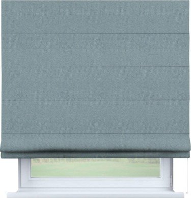 Римская штора «Кортин» для проема, ткань блэкаут с блеском синий