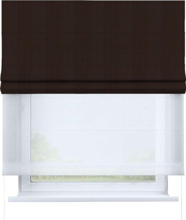 Римская штора день-ночь, блэкаут однотонный, тёмно-коричневый