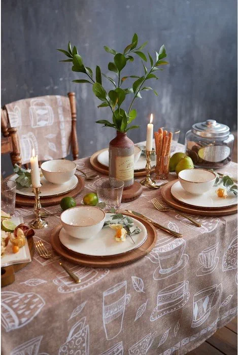 Скатерть "Доляна" Cup of tea 110х144 см, 100% хлопок, 164 г/м2