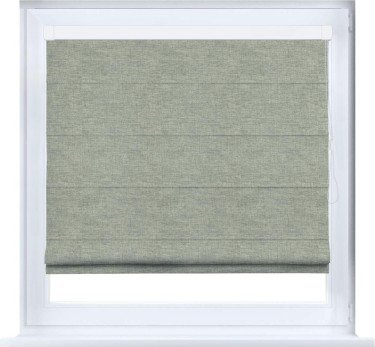 Римская штора «Кортин» кассетная, ткань лён кашемир серо-зелёный