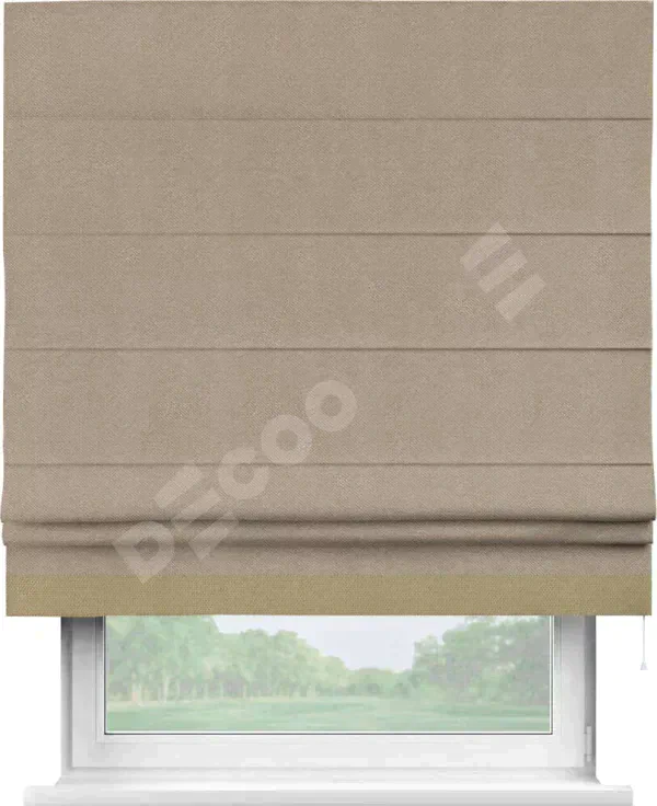 Римская штора «Кортин» с кантом Джестер, для проема, ткань лён димаут, светло-бежевый
